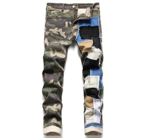 Stretch camouflage stiksel kleuraanpassing heren039s slanke jeans herfst en winter nieuwe casual katoenen denim broek modebroek1132811