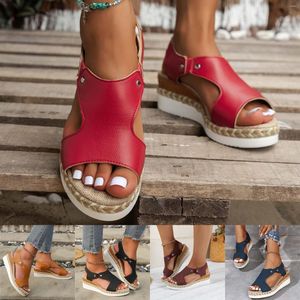 Stretch hollow rome lederen platte sandalen casual zijschoenen zomer mode dames comfortabel voor vrouwen dc b