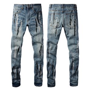 Pantalon en jean extensible trou Slim Fit peint pour hommes Hip Hop déchiré pour hommes pantalon en jean maigre pantalon décontracté pour hommes grande taille 28-40 taille américaine 6907