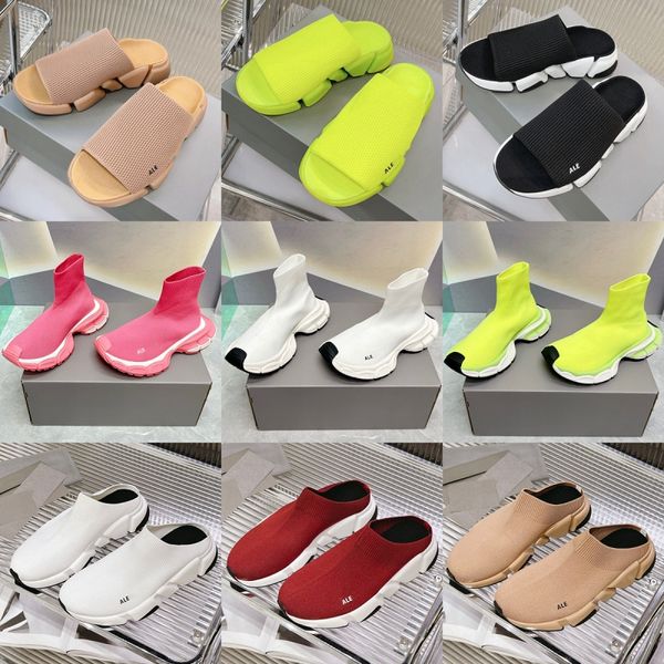 Zapatillas de correr de punto elástico Sandalias de diseñador para hombre clásicas Botas de calcetín de moda Zapatillas de deporte ultraligeras Zapatos casuales transpirables al aire libre Zapatillas medias antideslizantes Pisos