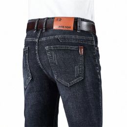 Stretch Jeans pour hommes 2023 Printemps Été Nouveau Fi Casual Busin Classique Vêtements pour hommes Bleu Noir Denim Pantalon Q4dW #