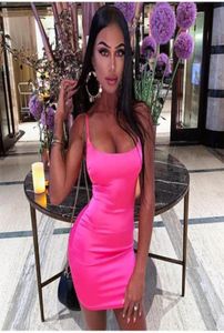 Stretch Mini Satin Sexe Slim Fit BodyCon Party Femmes DRS ROSE ROSE DRESES DRESES BodySuit à double couche DRS LYQ4188132254