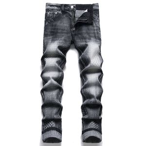 Stretch imprimé hommes rétro noir jean automne Punk coupe ajustée coton Denim pantalon mode décontracté Streetwear pantalons Vaqueros