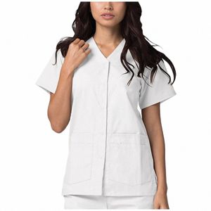 Stretch Scrub Tops Vrouwen Werkkleding Scrubs Uniform Korte Mouw Meisje Outfit Beauty Sal Werkkleding Gezondheidszorg Tuniek A50 B7CS #