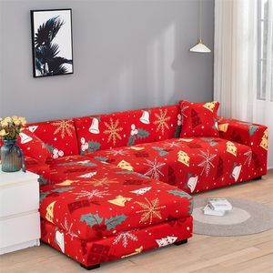 Stretch Sofa Cover Snipcovers Elastische All-inclusive Couch Cover voor Kerstversiering Sofa Loveseat Chair L-Style Sofa Case LJ201216