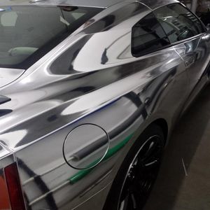 Rekbaar Flexibel Silver Chrome Wrap Vinyl Wrap Chrome Mirror Film Voor Car Wrap Air Bubble Size1 52 20M Roll 5ft x 65ft223V