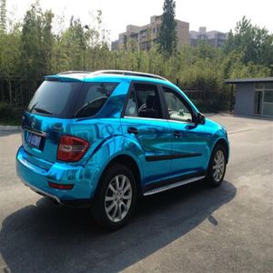 Rekbaar Glanzend Lichtblauw Spiegel Chroom Vinyl Film Wrap Auto Sticker Wrapping Folie Vel Met Luchtbellen Release212I