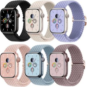 Solo Loop trenzado elástico compatible con Apple Watch Bands 38 mm 40 mm 41 mm 42 mm 44 mm 45 mm Para correas ajustables Pulseras para IWatch Series 8 7 6 SE 5 4 3 2 1 Ultra