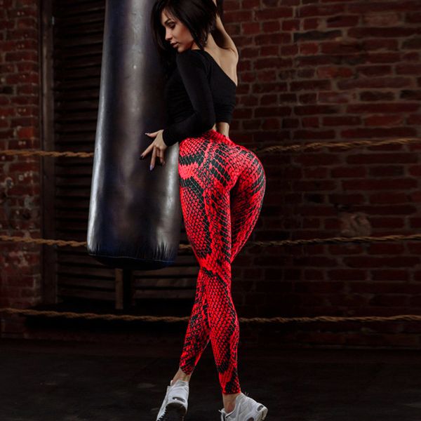 Mallas elásticas de Fitness para mujer, pantalones pitillo de ejercicio con realce, ropa deportiva, mallas con estampado de piel de serpiente, mallas para gimnasio