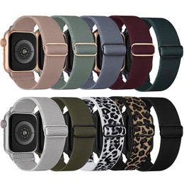 Bracelets de montre à boucle solo en nylon extensible pour Apple Watch 38 mm 40 mm 41 mm 42 mm 44 mm 45 mm Bracelets élastiques de sport réglables femmes hommes pour iWatch série 7 6 5 4