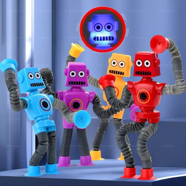 Robot de juguete con ventosa elástica para niños, juguete sensorial con tubos Pop telescópicos que cambian de forma para aliviar el estrés, regalos