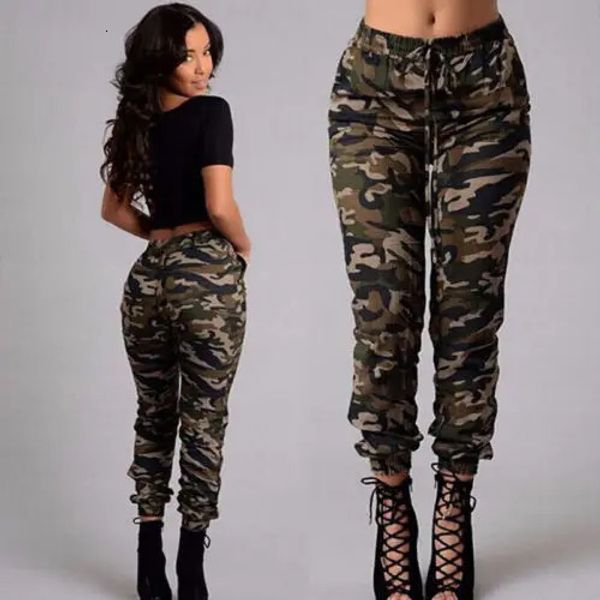 Pantalon convergent de ceinture extensible mode plus taille camouflage élégant skinny armée jeans green pantalon femmes 240319