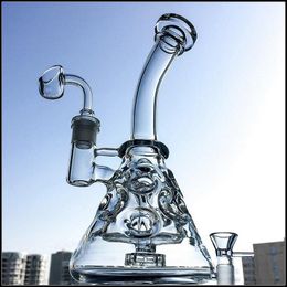 Bécher Dab Rigs Narguilés Pommeau De Douche Perc Swiss Perc Bongs En Verre Effacer Tuyaux D'eau Recycleur Joint Femelle 14mm Avec Bol Banger MFE09