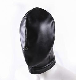 Masque de harnais de tête de bondage en cuir de fourrure stricte pour hommes gays femmes jeu érotique pour adultes Premium esclave de verrouillage à capuche 2107225677605