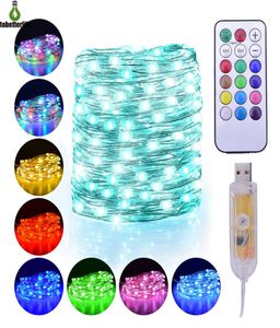 String Light Christmas Decoration Tree 10m 20m 100 LED 200 LED Remote Control USB Copper Wire Fairy Waterdicht9170245