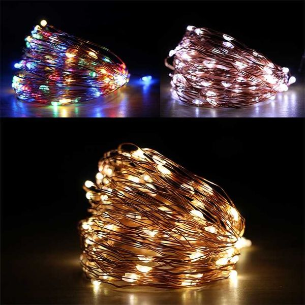 Guirlande lumineuse LED 3AA batterie USB fil de cuivre extérieur fée guirlande lumineuse 1m/2m/3m/5m/10m/20m arbre de noël décor de mariage 211104