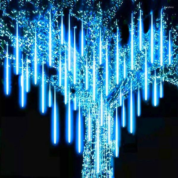Cuerdas 1/2/3/4 Set LED Luces de lluvia de meteoros Guirnalda Festoon Holiday Decoración para el hogar Tira de luz al aire libre Impermeable Decoración de la calle de hadas