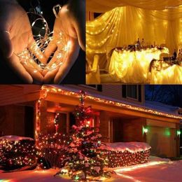 Cuerdas 1/2/3/5/10M Alambre de cobre impermeable LED Luces de cadena Iluminación navideña Guirnalda de hadas para decoración de fiesta de boda de árbol de Navidad