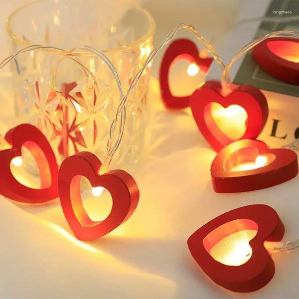 Cordes 1.5/2/3m USB/batterie alimenté guirlande lumineuse coeur en bois amour chaîne fée pour la saint-valentin/mariage