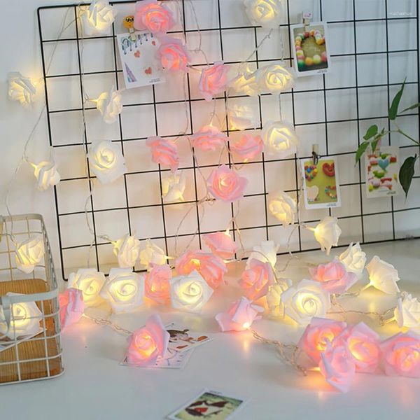 Cuerdas 1.5 / 3M Batería / USB Powered Christmas String Lights Rose Flower Hada impermeable para la decoración de la boda de San Valentín