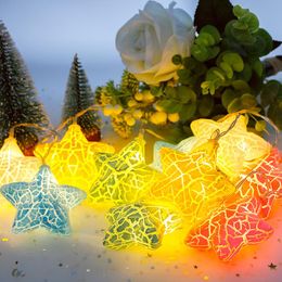 Strings 1.5/3M LED Ice Crack Star Lights Christmas Fairy Stars String Warm White Garland Lighting For Kerst Wedding Home Decorled