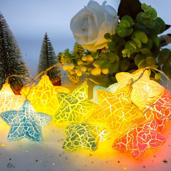 Cuerdas 1.5 / 3M LED Ice Crack Star Lights Christmas Fairy Stars String Warm White Garland Iluminación para Navidad Boda Decoración para el hogar