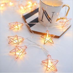 Strings 1.5m 10 LED Rose Gold Hollow Star String Light Mini Fairy Lights for Christmas Holiday Party Wedding Home Store Decor Decor