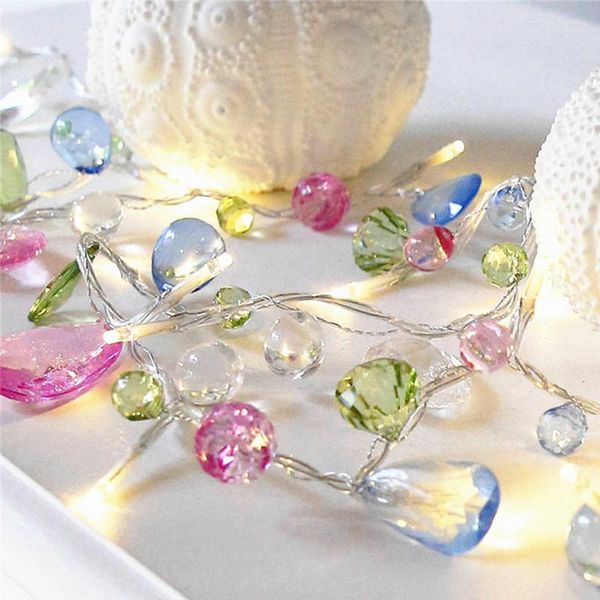 Cuerdas 1.5M 10LED Fairy Crystal Bead String Light Árbol de Navidad Guirnalda Batería Decorativa Vacaciones Boda Fiesta Decoración del hogar LED