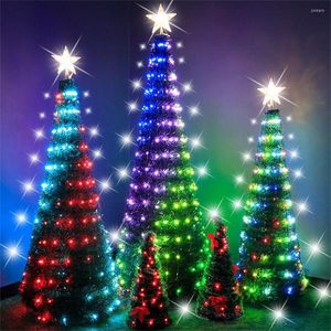 Strings 1,8m 304 LED RGB Verlichte kerstboom Diy Artificial Rattan Pine Garland Licht voor buitentuin Patio Party feestdecoratie