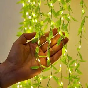 Snaren 1 PC Blad Gordijn Verlichting 2 M/3.28FT 20 LED Wijnstok Greenery Bladeren String Voor Muur Party home Decoratie Warm Wit