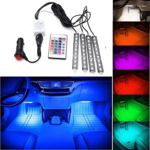 Strings 1 Set 10W Auto LED RGB Interior Floor Decoratieve DC 12V 9 SMD Atmosfeer Strips Pathway Deco Licht afstandsbediening