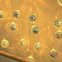 Cordes 1 ensemble de LED Disco Ball String Light Mirror Party Patio suspendu décoratif