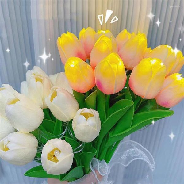 Cordes 10/15 LED Simulation tulipes fée lumière batterie tulipe fleur maison Vase remplissage branche pour décor de fête de noël