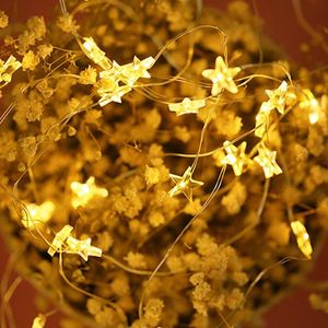 Strings 10/20/30/30/50/60 LED STAR Fairy Lights Batterij bediende Twinkle String Licht Koperdraad Kerstmis trouwfeest Decor