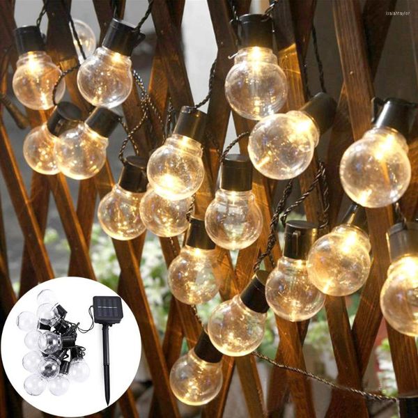 Cuerdas 10/20/30 LED G50 globo solar al aire libre bombilla festón cadena luces bola impermeable blanco cálido Navidad boda guirnalda