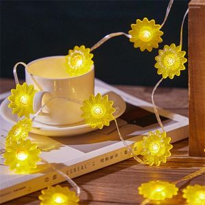 Strings 10/20/30m Helianthus Annuus Thema Decoratief Fairy Light Sunflower slingerslampen Kerstfeest Kerstfeest Kunstmatige bloemenstring