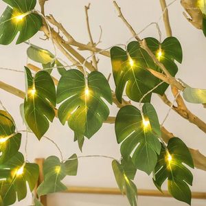 Snaren 10/20/40 LED Kunstmatige Blad Lichtslingers Fairy Festoen Licht Batterij-aangedreven Guirlande Hawaii Party Bruiloft decor