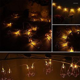 Strings 10/20 LED Lanterne Guirlandes Lumières Goutte D'eau Cage En Métal Diamant Fée À Piles Pour Noël Mariage Fête Jardin