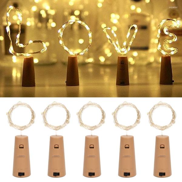 Cuerdas 10 20 luces Hada LED alambre de cobre botella de vino con corcho iluminación cadena lámpara de vacaciones para boda fiesta Navidad Decoración