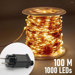 Cordes 10-200m Noël Led Arbre Fée Lumières Plug Fil De Cuivre Chaîne Mini Vacances Éclairage De Mariage Décoration Maison Fête