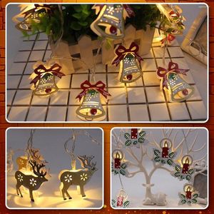 Cordes 10 LED Noël bonhomme de neige décoration lampe lumières batterie alimenté cloche wapiti pour les maisons arbre chambre mur intérieur