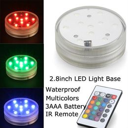 Cuerdas 10-LED Control remoto impermeable Multi colores sumergible LED luz redonda jarrón base boda fiesta Navidad decoración del hogar