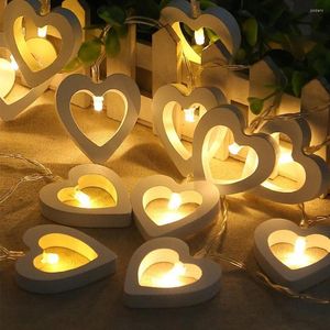 Crises 10 LED COEUR DE COEUR LEUR LEURES BOIS LOVE GARLAND BOX BOX BOX MAIS