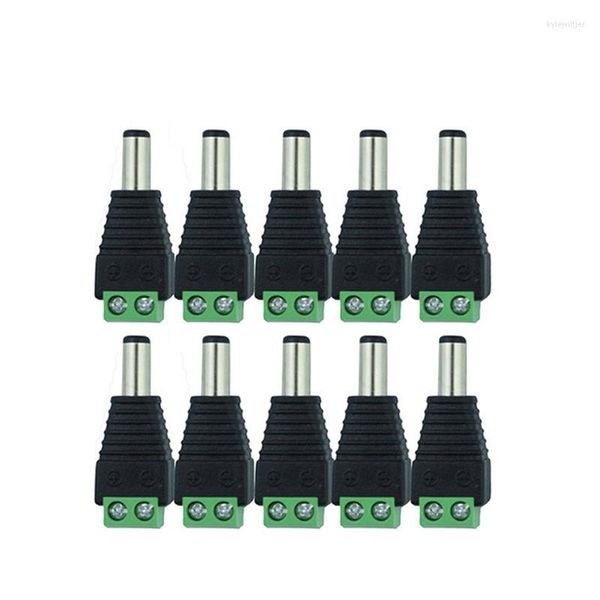 Cordes 10 pièces prise mâle d'alimentation cc 12V 2.1 X 5.5mm connecteur adaptateur Jack pour CCTV couleur unique lumière LED