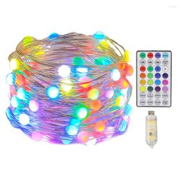 Strings 100/200 LED RGB SMART Fairy Lights Christmas String Light Outdoor Copper Wire Twinkle Garland USB aangedreven met externe