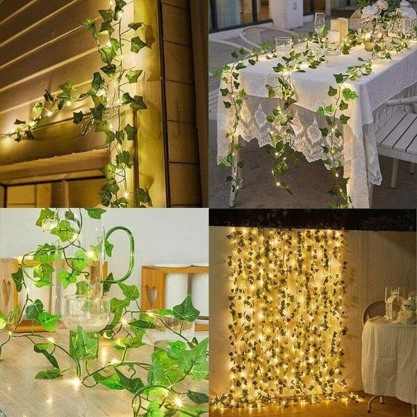 Strings 100 Led Solaire Alimenté Ivy Vine Fairy Tale Light String Ip55 Étanche Automatique Marche / Arrêt Jardin Décoration Extérieure Applique Murale