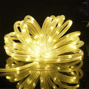 Strings 100 LED solaire alimenté corde tube chaîne lumières extérieur étanche feston fée fil lampe jardin rue guirlande cour décoration