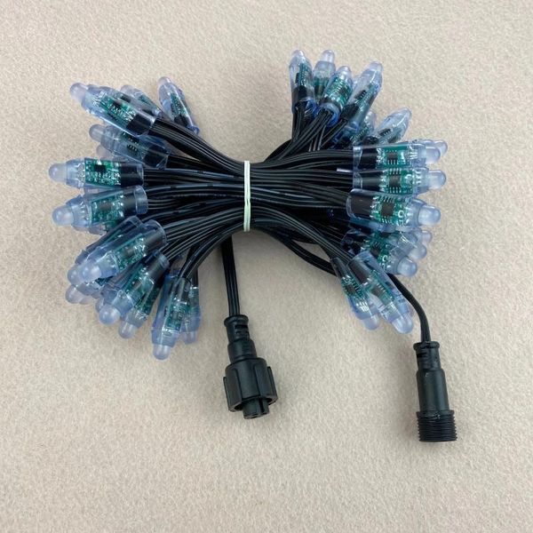 Cadenas/1000pcs 50ct/4 pulgadas/DC12V WS2811/nodos de píxeles LED regulados 18AWG Todo alambre negro; IP68; 13.5 mm/xconnect