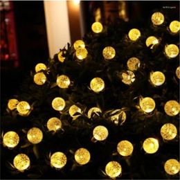 Chaînes 100LEDs 12m Boule de cristal Lumière solaire extérieure IP65 Chaîne étanche Lampes féeriques Guirlandes de jardin Décoration de Noël