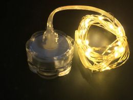 Strings 100 stcs 2m 20 LED onderdompeling Bloemen LED Tealight Ultra dunne Cooper Wire Fairy String Licht Valentine Xmas Wedding Tafel Vaas ontkleurd